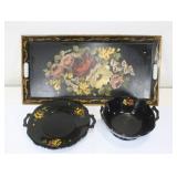 Painted Serving Tray, Bowl and Plate