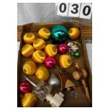 Satin Balls-Mercury Glass & 2 Wood Ornaments