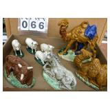 8 Vintage Old Plaster Nativity Animals