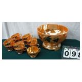 15 Pc Lusterware Punchbowl-Pedestal-Cups