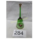 Ofnah Crystal Bell - Santa Claus - Green Glass