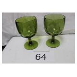 Vintage Large Green Thumbprint Coin Dot Goblet (2)