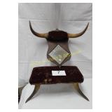 Vintage Cows Horn Stool & Wall Mirror