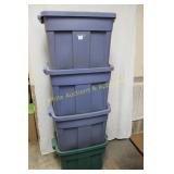 (4) 18 Gallon Blue Rubbermaid Storage Totes