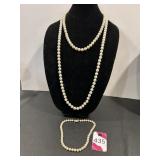 (2) Faux Pearl Necklaces