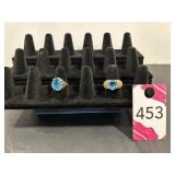 (2) Blue Star Rings Marked 14K