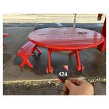 Round Red Picnic Table 1 Bench