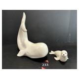 Ceramic Whale 10" X 10" & Sea Lion 3" X 5"