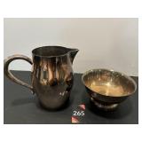 Silver-plated pitcher 6.5" and bowl