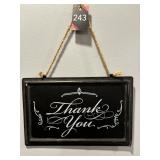 Tin thank-you sign 7" X 11"