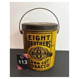 Vtg Eight Bros Long Cut tobacco tin 61/2"H...