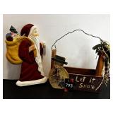 Wooden Santa & Misc. X-Mas Items