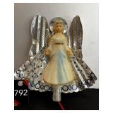 Vtg Foil & Celluloid Lighted Angel Tree Topper