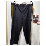 Mens Blue Pants with Yellow Stripe on Leg