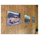 (3) Framed Classic Car Prints