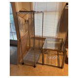 Glass Top Coffee Table, Floor Lamp & Rolling Cart