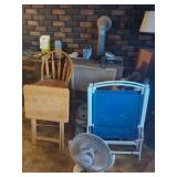 Chairs, TV Tray, Fan, Desk & Contents, Shelf & Contents & More