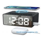A  Alarm Clock Radio with Wireless Charging  USB
