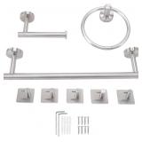 5 Hook Bathroom Accessory Set - Towel Rings  Bar