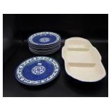 Pfaltzgraff  Orleans 9 Salad Plates & Relish Dish