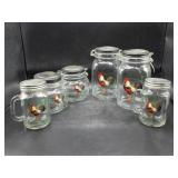 Rooster Spring Top Canisters x4 & Mason Jar Cups