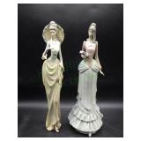 Two 12" Resin Victorian Lady Figurines