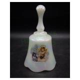 Fenton Art Glass Opalescent Bell w/ Angel & Cat