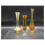 Fenton Amber Glass Vase Lot & More