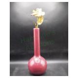 12" Magenta Vase with Gold Foil Rose