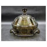 Imperial Glass Smokey Brown Glass Covered Dish