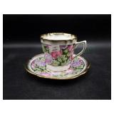 Lefton Bone China Floral Gold Trim Teacup/Saucer