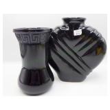 LE Smith Greek Key Vase & Black Ceramic Vase