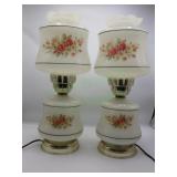 Hurricane Electric Table Lamp Hand Painted Floral