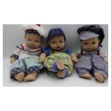 Three Uneeda Porcelain Baby Boy Dolls