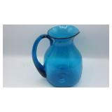 Hand Blown Blue 8" Glass Pitcher Blenko?