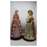 Pair of Fur Embellished Resin 16" Dolls