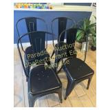 SET OF EIGHT Black Metal Stacking Chairs