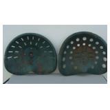 Two Green Metal Tractor Seats