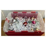 Tote full of Assorted glass Ornaments