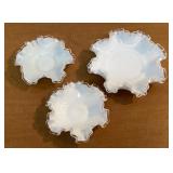 3 Fenton, silver crest, ruffled  bowls