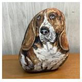 Very heavy 12" hand painted rock dachshund