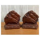 Pair of Syroco Wood Triple Horse Bookends