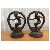 Art Deco 1920s cast bronze nude book ends