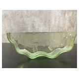 UNUSUAL ART GLASS BOWL GREEN 12.5"