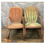 2 antique metal outdoor chairs