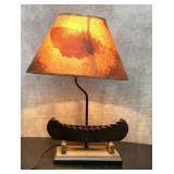 Rustic canoe lamp, 21 inches