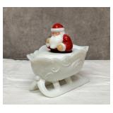 6" WestMoreland Santa/ Sleigh covered candy dish