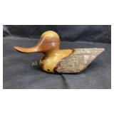 Duck sculpture hand carved from a branch, 9.5"