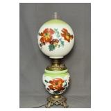 Electric Converted Hurricane Lamp, Hand Painted,