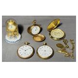 4 Elgin Pocket Watches, 1 Miniature Elgin